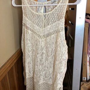 Cream colored lacy tank